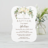 Royal Ivory Floral Burgundy Baptism Invite Kaart (Staand voorkant)
