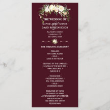 Royal Ivory Floral Burgundy Wedding Programme