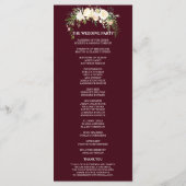 Royal Ivory Floral Burgundy Wedding Programme Programmakaart (Achterkant)