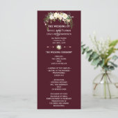 Royal Ivory Floral Burgundy Wedding Programme Programmakaart (Staand voorkant)