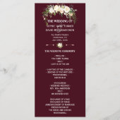 Royal Ivory Floral Burgundy Wedding Programme Programmakaart (Voorkant)