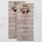 Royal Ivory Floral Burgundy Wedding Programme Programmakaart (Voorkant / Achterkant)