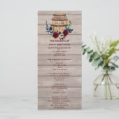 Royal Ivory Floral Burgundy Wedding Programme Programmakaart (Staand voorkant)