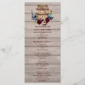 Royal Ivory Floral Burgundy Wedding Programme Programmakaart (Voorkant)