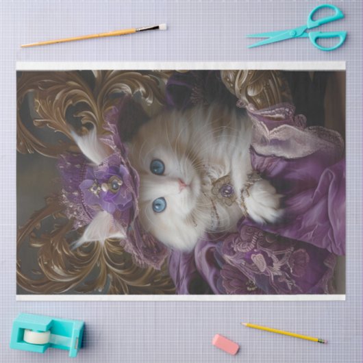 Royal  Kant Witte Kat Decoupage Tissuepapier (Craft)