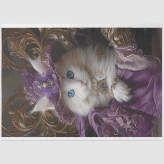 Royal  Kant Witte Kat Decoupage Tissuepapier (Voorkant)