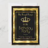 Royal King Mans Birthday Party Black Gold Crown Kaart (Voorkant)