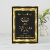 Royal King Mans Birthday Party Black Gold Crown Kaart (Staand voorkant)
