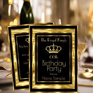 Royal King Mans Birthday Party Black Gold Crown Kaart