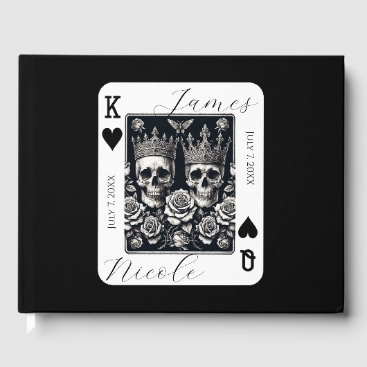Royal King & Queen of Hearts Skulls & Rozen Gastenboek (Voorkant)