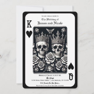 Royal King & Queen of Hearts Skulls & Rozen Kaart