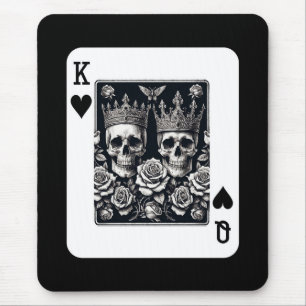 Royal King & Queen of Hearts Skulls & Rozen Muismat