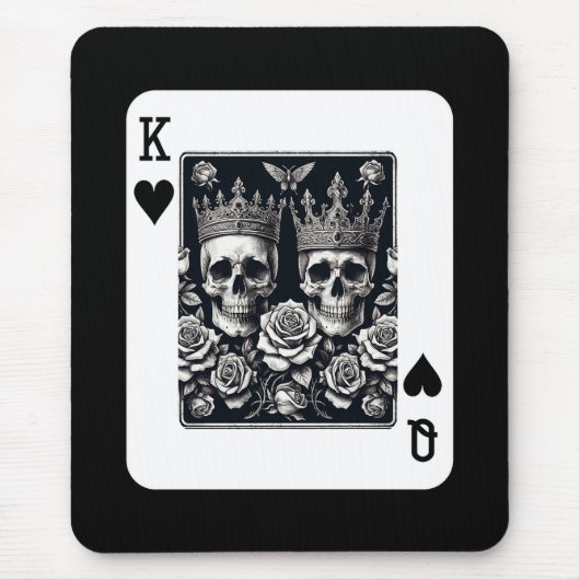 Royal King & Queen of Hearts Skulls & Rozen Muismat (Voorkant)