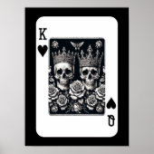Royal King & Queen of Hearts Skulls & Rozen Poster (Voorkant)