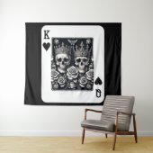 Royal King & Queen of Hearts Skulls & Rozen Wandkleed (In Situ (horizontaal))
