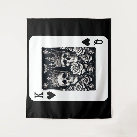 Royal King & Queen of Hearts Skulls & Rozen Wandkleed (Voorkant)