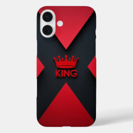 Royal King Rood & Zwart Kroon Phonehoesje iPhone 16 Plus Hoesje