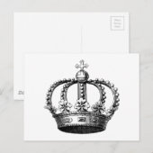 Royal Kings Crown Black en White Vintage Briefkaart (Voorkant / Achterkant)