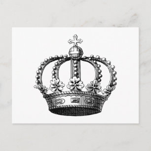 Royal Kings Crown Black en White Vintage Briefkaart