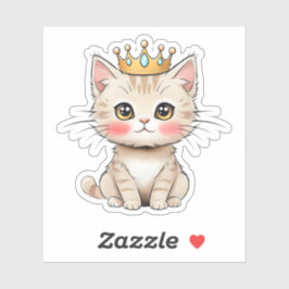 Royal Kitten met Crown - Schattigee Die-Cut Sticke Sticker