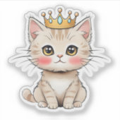 Royal Kitten met Crown - Schattigee Die-Cut Sticke Sticker (Voorkant)