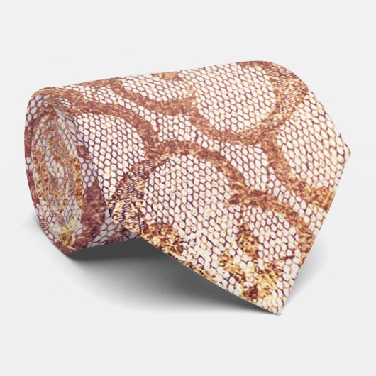 Royal Lace Blush Pink Gold Metallic White Stropdas (Opgerold)