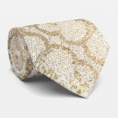 Royal Lace Foxier Gold Ivory Metallic White Glam Stropdas (Opgerold)