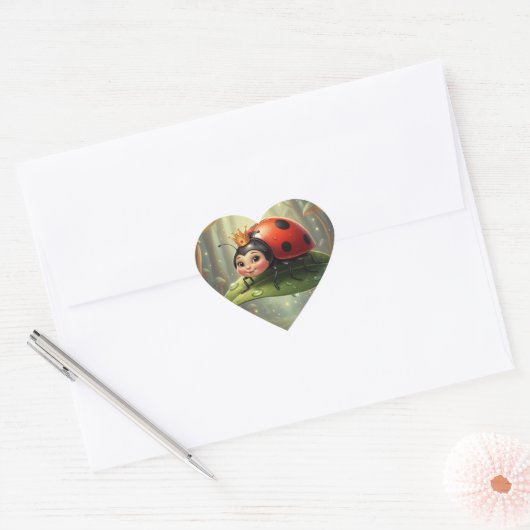 Royal Ladybug in a Leafy Dream Hart Sticker (Envelop)