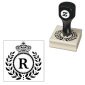 Royal Laurel krans kroon monogram | Zwart Wit Rubberstempel (Gestempeld)