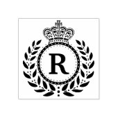 Royal Laurel krans kroon monogram | Zwart Wit Rubberstempel (Afrduk)