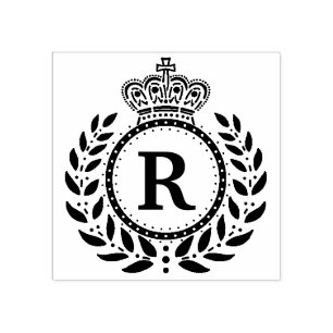 Royal Laurel krans kroon monogram Zwart Wit Rubberstempel
