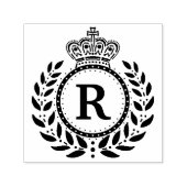 Royal Laurel krans kroon monogram | Zwart Wit Zelfinktende Stempel (Design)