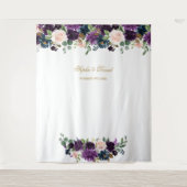 Royal Lavender Pink Blue Floral Foto Booth Wandkleed (Voorkant)