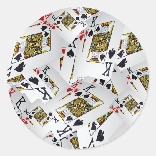 Royal Layer: een stapel van Kings Poker Cards Ronde Sticker (Voorkant)