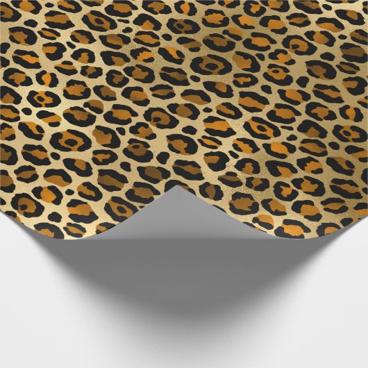Royal Leopard Goud Zwart Oerwoud Patroon Cadeaupapier (Hoek)
