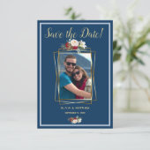 Royal-Light Blue Waterverf Blush en Red Peony Kaart (Staand voorkant)