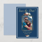 Royal-Light Blue Waterverf Blush en Red Peony Kaart (Voorkant / Achterkant)