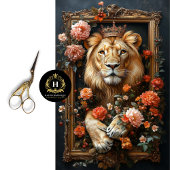 Royal Lion King Crown Floral Lijst Decoupage Tissuepapier