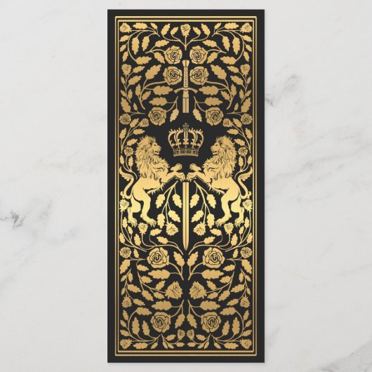 Royal Lion middeleeuws zwaard bruiloft plat menu (Achterkant)