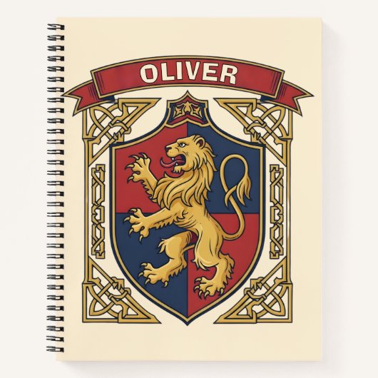 Royal Lion Rampant Coat of Arms Celtic Knotwork Notitieboek (Voorkant)