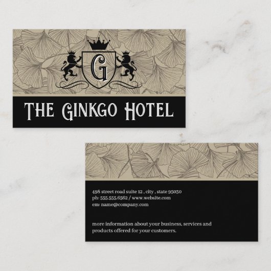 Royal Lions Crest |  ginkgopatroon Visitekaartje (Voorkant / Achterkant)
