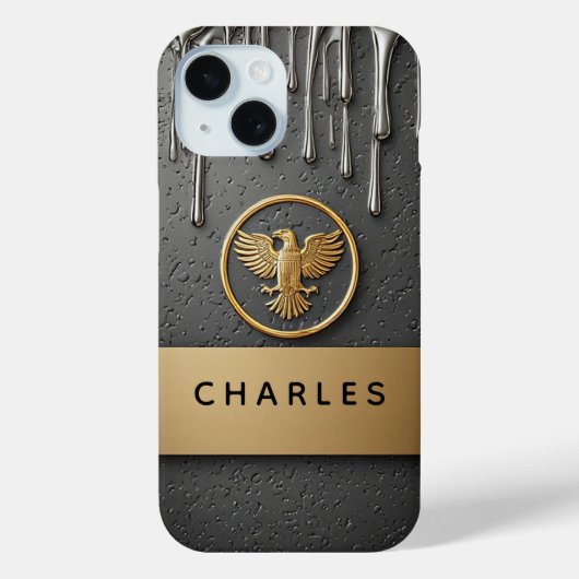 🦅 Royal Liquid Gouden Adelaar Metallic Drip Luxe Case-Mate iPhone Case (Achterkant)