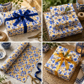 Royal Lisbon Scrollwork Elegant Portuguese Blue Cadeaupapier