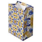 Royal Lisbon Scrollwork Elegant Portuguese Blue Medium Cadeauzakje (Achterkant Gekanteld)