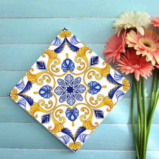 Royal Lisbon Scrollwork Elegant Portuguese Blue Tegeltje