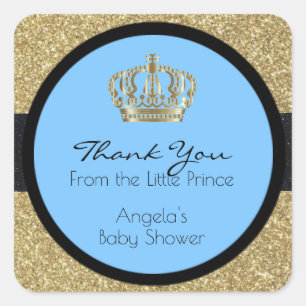 Royal Little Prince Baby shower Blue Boy Vierkante Sticker