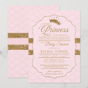Royal Little Princess Blush Baby shower Invitation Kaart