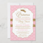 Royal Little Princess Pink Baby shower Invitation Kaart (Voorkant)