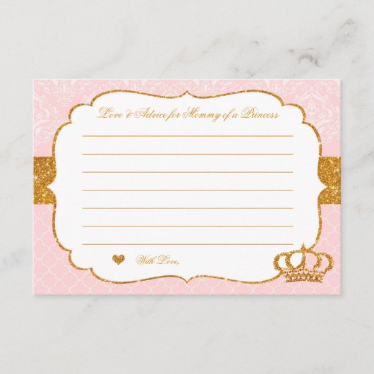 Royal Little Princess Pink en Gold Advice Kaart (Voorkant)
