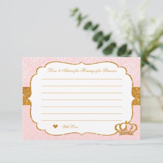 Royal Little Princess Pink en Gold Advice Kaart (Staand voorkant)